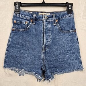 Levi's Premium Denim Ribcage Shorts Size 25 Women's Button Fly Cutoffs